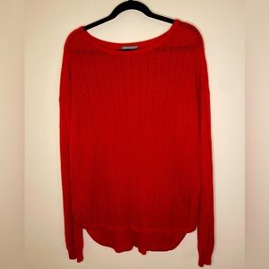 Red Lightweight Long Sleeve Knit Top